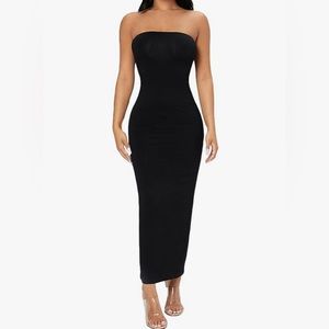 Women's Strapless Sleeveless Split Back Long Bodycon Tube Dress